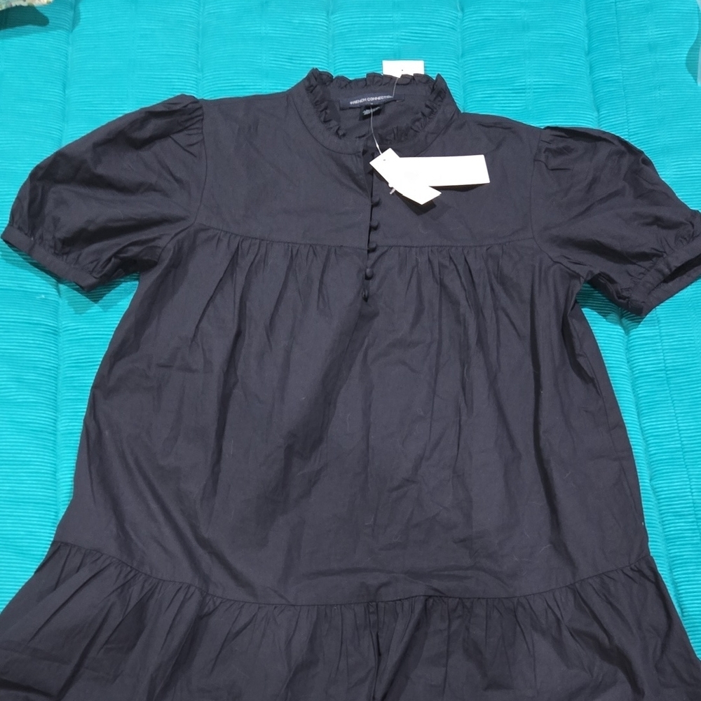 Black Ruffled Short Sleeve Dress